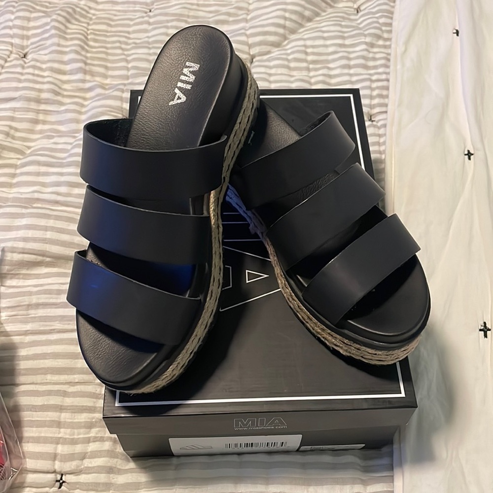 Black platform sandals